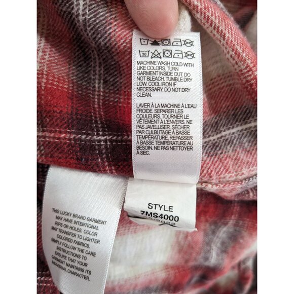 Lucky‎ Brand Flannel Shirt Red Plaid 7MS4000 Humboldt Woven Western Classic Gift - Picture 6 of 7
